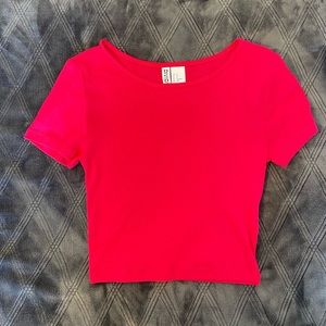 This is a hot pink crop top!